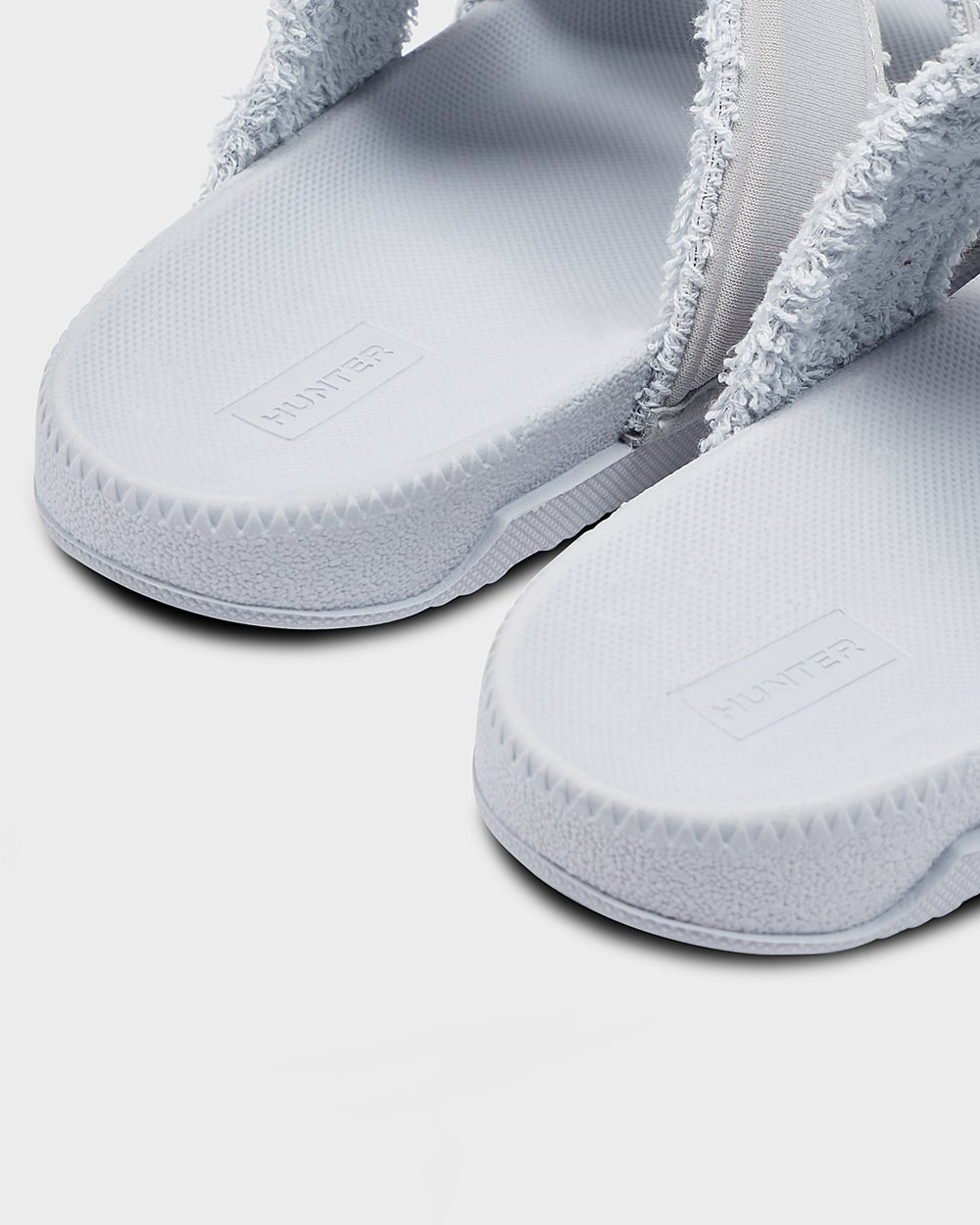 Hunter Original Double Strap Slides - For Sale Cheap Womens Grey/Blue - HTJZID647